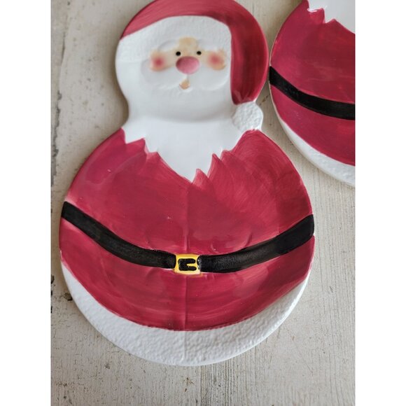 Jolly round Santa plate unique shape set kitchen home decor xmas - Picture 2 of 7